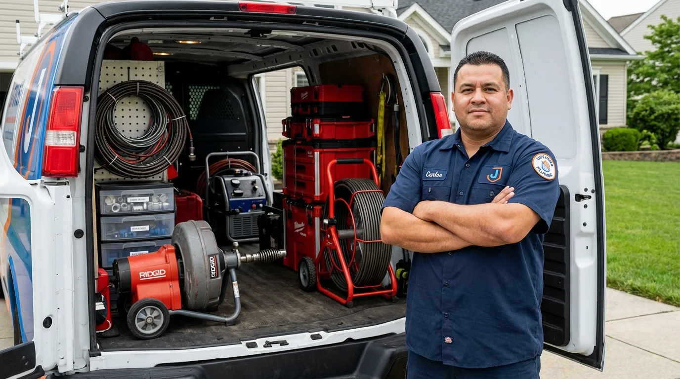 Professional drain cleaning equipment and Johns Plumbing LLC plumber in La Jolla