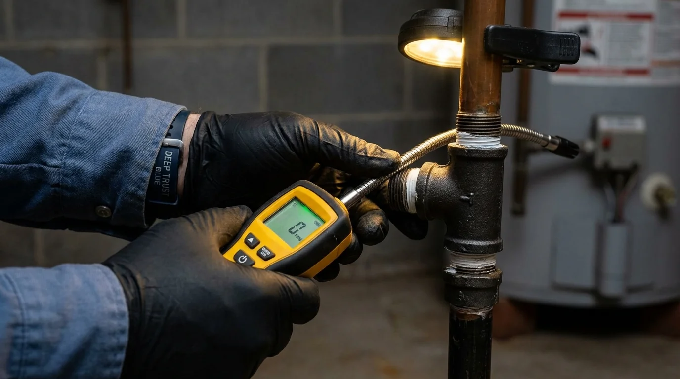 Gas leak detection with electronic sniffer by Johns Plumbing LLC in La Jolla