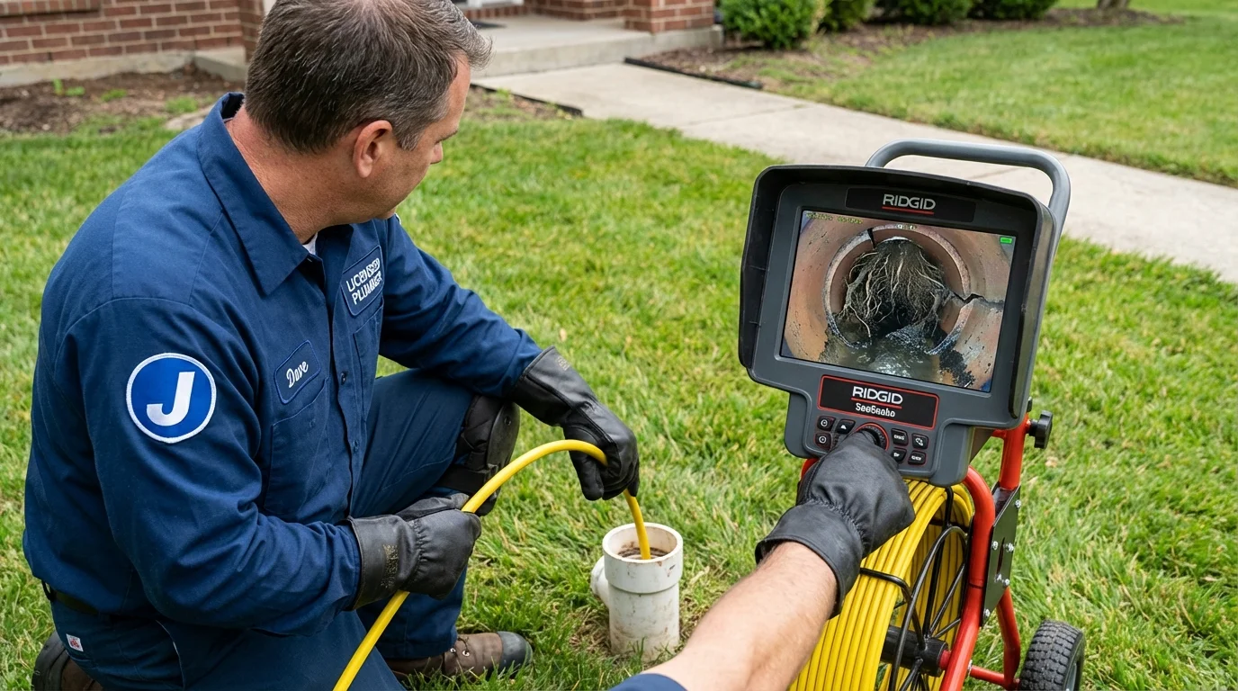 Sewer camera inspection being performed by Johns Plumbing LLC in La Jolla