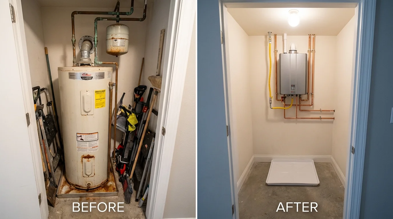 Tank water heater versus wall-mounted tankless unit comparison for La Jolla, CA homeowners